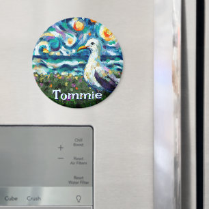 Íman Gaivota Estilo Van Gogh Personalizada Praia
