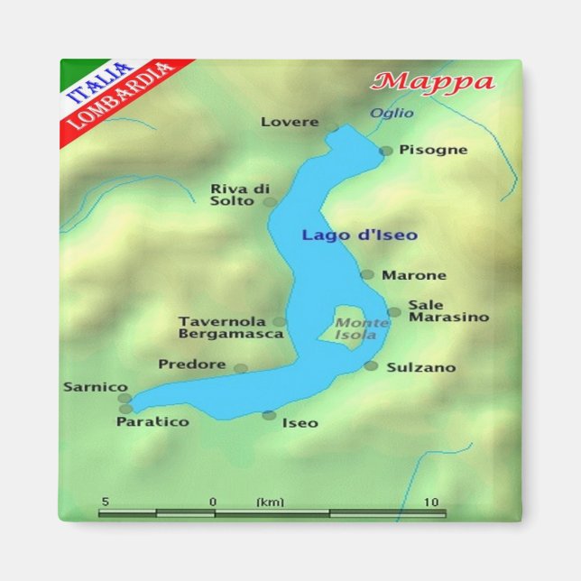 Íman GAL069 LAKE ISEO - Map - Itália - Fridge (Frente)