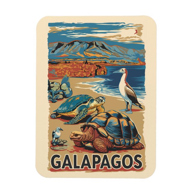 Íman Galápagos Animais de Viagem de Arte (Vertical)