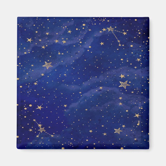 Íman Galáxia Azul com Estrelas Ouros (Frente)