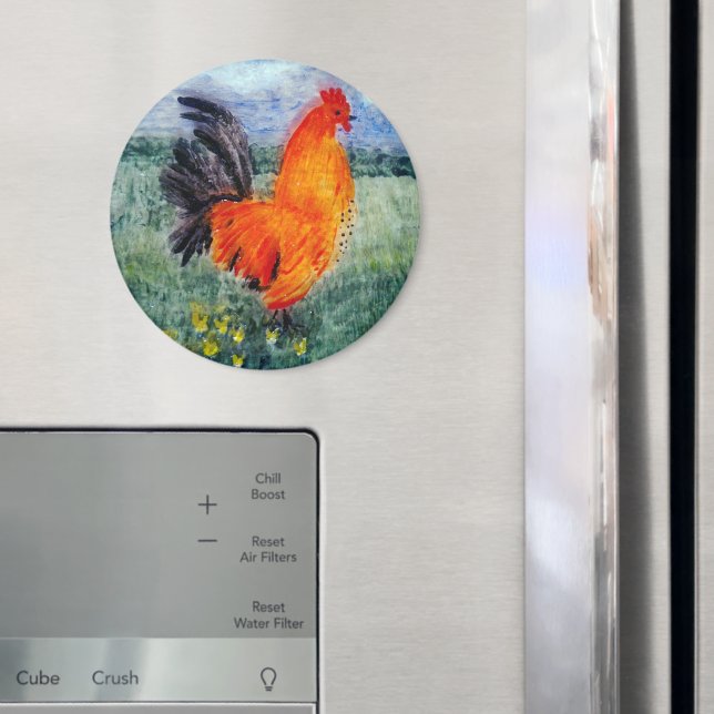 Íman Galinha do Galo de Artes de Pássaros (In Situ (Fridge))