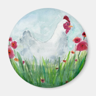 Íman Galinha e Flores Whimsical