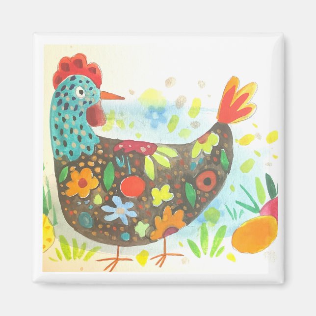 Íman Galinha e ovo de páscoa (Frente)