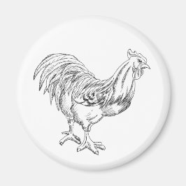 Íman Galinha em Caneta e Tinta