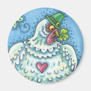 ÍMAN GALINHA IRLANDESA ENGRAÇADA, OVOS VERDES E TREVOS 