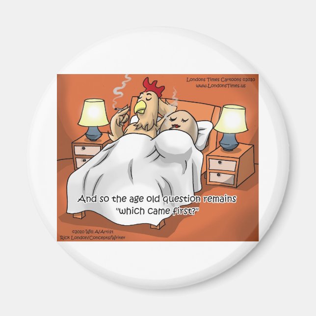 Íman Galinha Ou Ovo Veio 1rua? Ofertas e Camisetas engr (Frente)