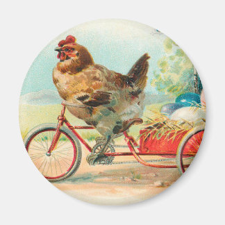 Íman Galinha-Páscoa-Vintage a Andar por um Ovo de Pásco
