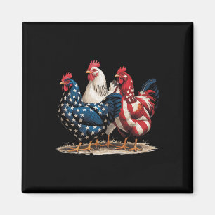 Íman Galinha Vermelha Engraçada da Bandeira Americana D