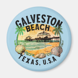 Íman Galveston Beach Retro Vignette