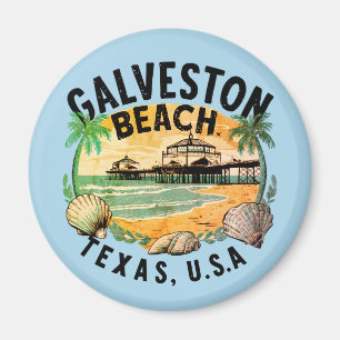 Íman Galveston Beach Retro Vignette