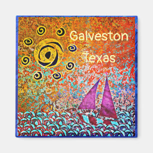 Íman Galveston Texas Ocean Sailboat e Sun Magnet
