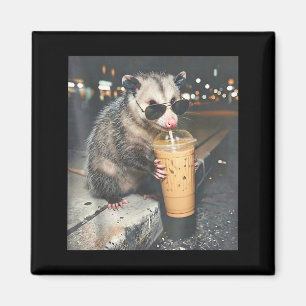 Íman Gambá bebendo café gelado meme engraçado de animal