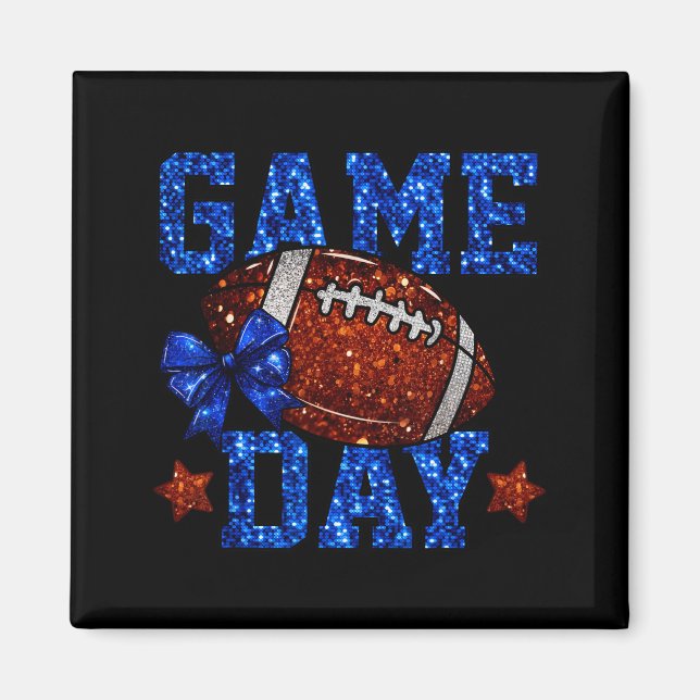 Íman Game Day Football Season Football Mama Blue Bow Ch (Frente)