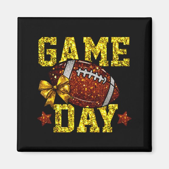 Íman Game Day Football Season Football Mama Gold Bow Ch (Frente)