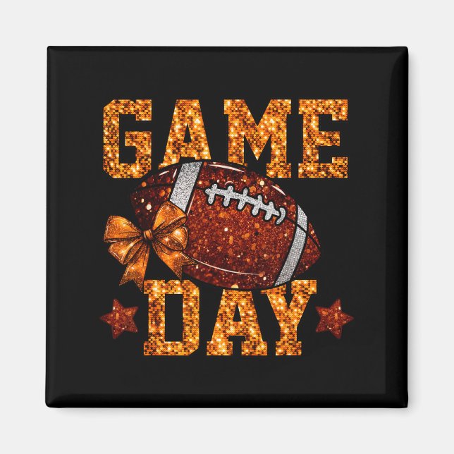 Íman Game Day Football Season Football Mama Orange Bow  (Frente)