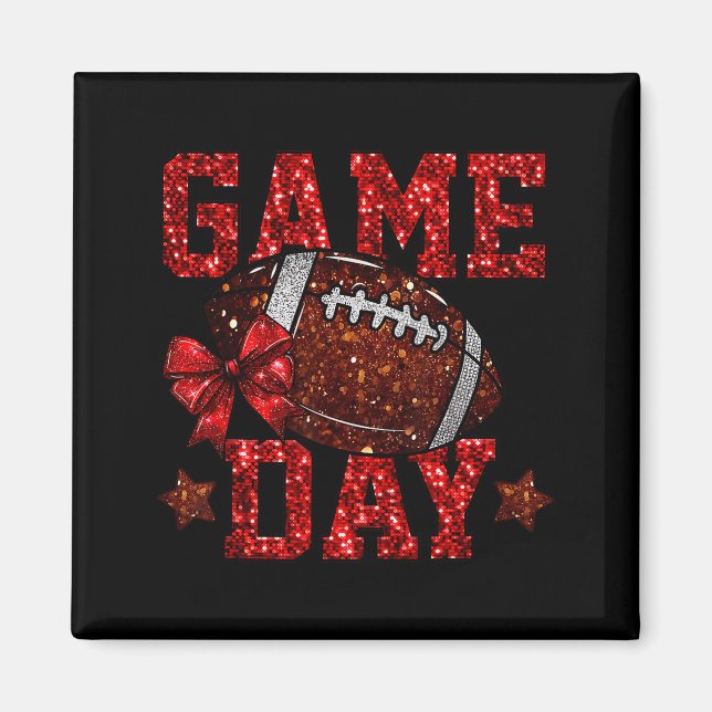 Íman Game Day Touchdown Football Mom Girls Go Cheer Mar (Frente)