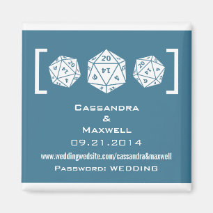 Íman Gamer azul dos dados D20 que Wedding o ímã v2 da