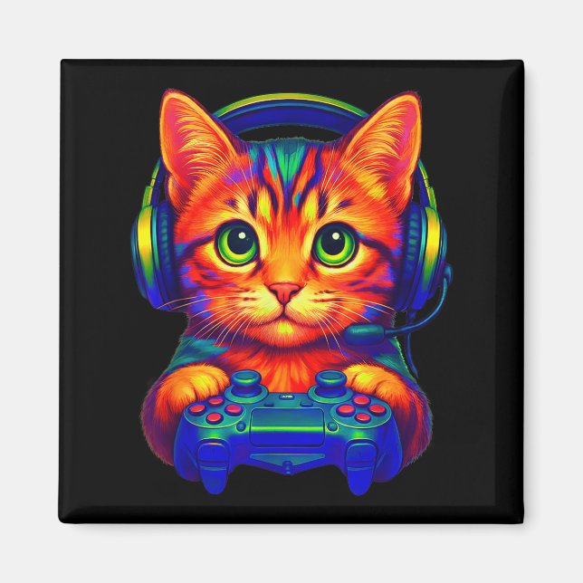 Íman Gamer Cat Video Games Boys Teen Men Girls Funny Ca (Frente)