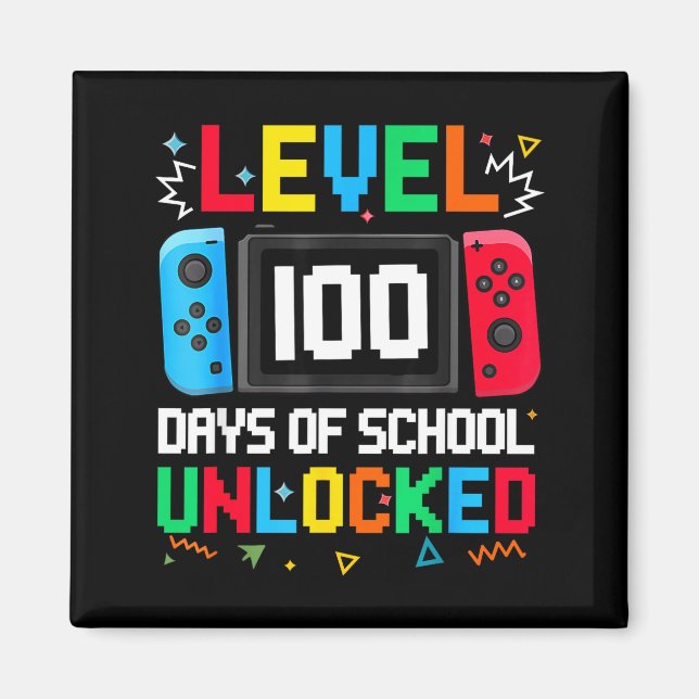 Íman Gamer Level Unlocked 100 Days Of School Student Bo (Frente)