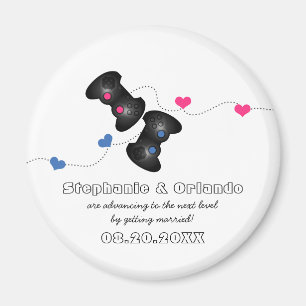 Íman Gamers Geeky Imã salve a data Escuro (Azul/Rosa)