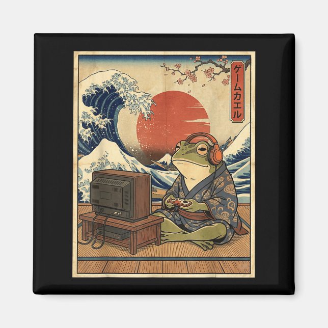Íman Gaming Frog Art Ukiyo-e Japanese Gamer Anime Men W (Frente)