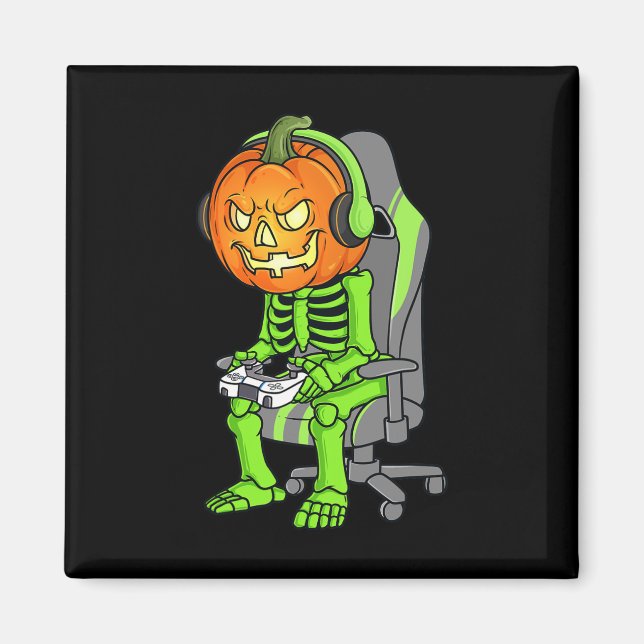 Íman Gaming Halloween Skeleton Jack O Lanterna Gamer Bo (Frente)