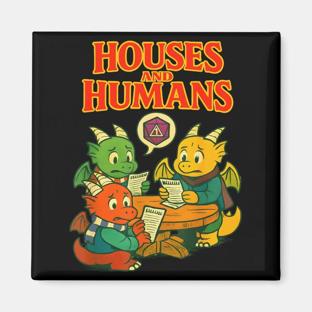 Íman Gaming Houses And Humans Funny Rpg Gamer Men Boys  (Frente)