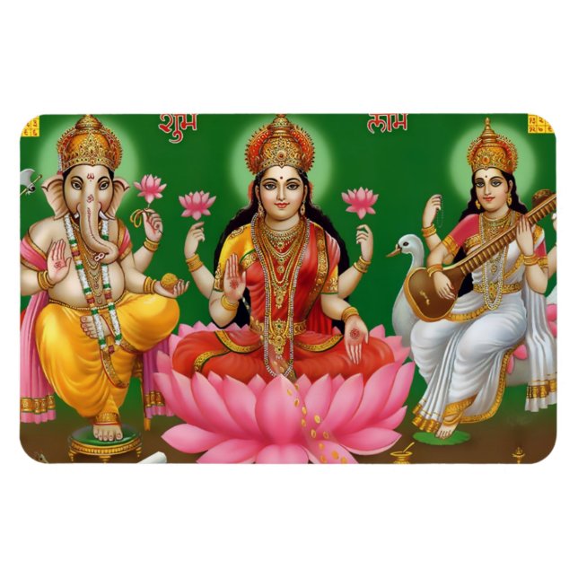 Íman Ganesha, Lakshmi, & Saraswati Magnet (Horizontal)