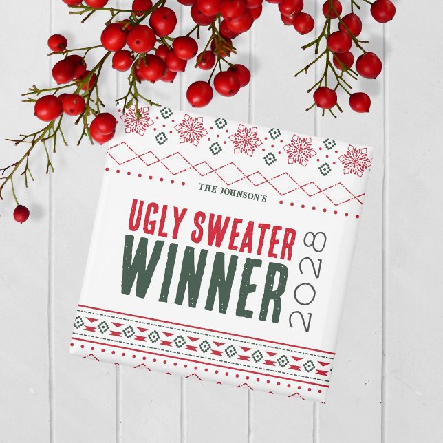 Íman Ganhador do Prêmio Magnet (Ugly Christmas Sweater Holiday Competition Contest Prize Magnet for the Winner )