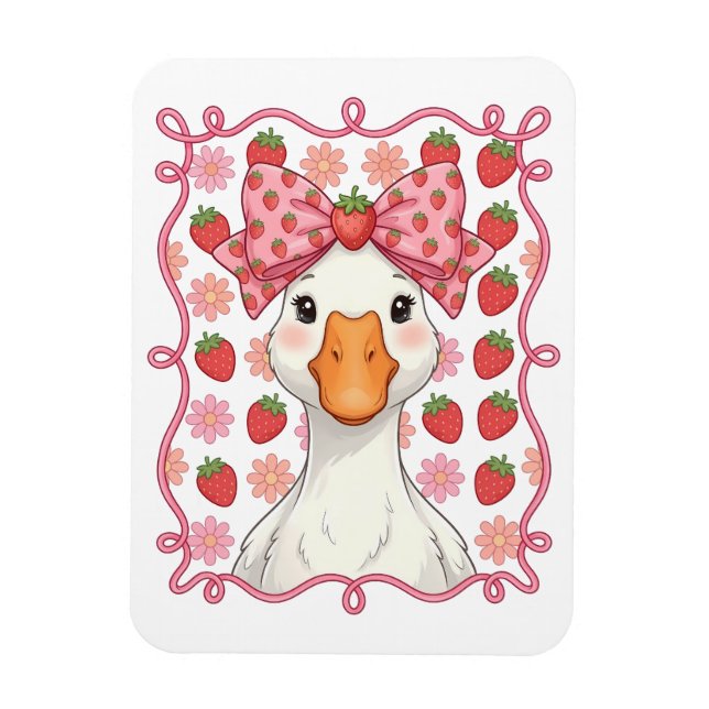 Íman Ganso de Morango Feminino para o Verão com Laço (Vertical)