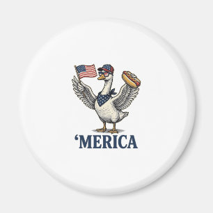 Íman Ganso Patriótico Camisa Vintage Hot Dog 'Merica De