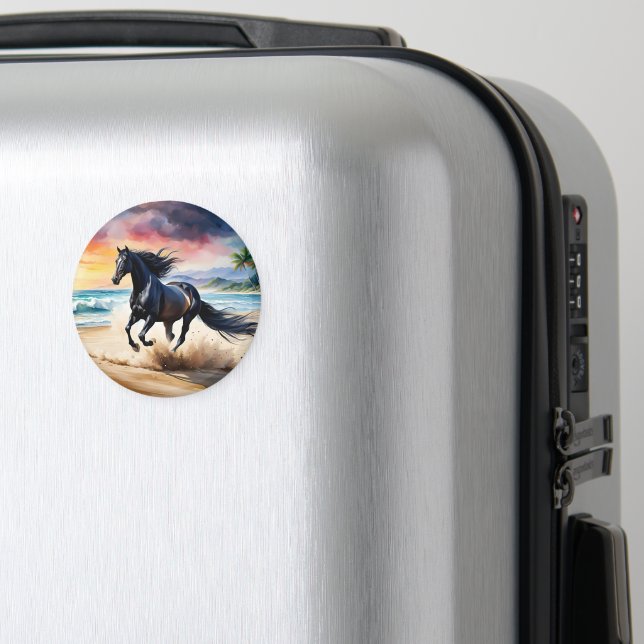 Íman Garanhão preto selvagem galopando (In Situ (Luggage))