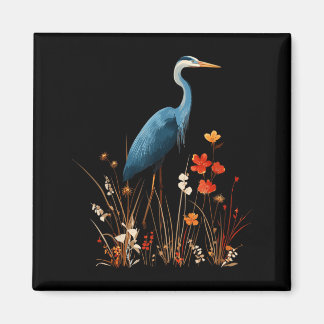 Íman Garça Azul Floral Flor Silvestre Observação de Pás