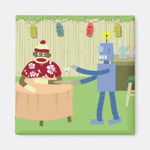 Íman Garçom Robot Macaco Sock