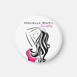 Íman Garota adorável com cabelo ondulado Marca de cabe