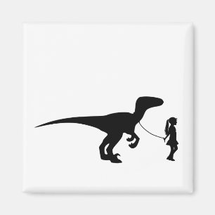 Íman Garota Andando De Pé Dinossauro Engraçado Ideia