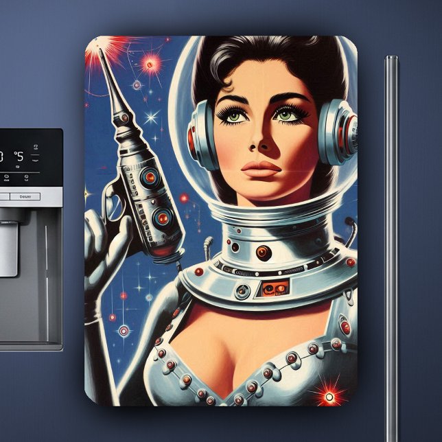 Íman Garota Astronauta de Ficção Científica Vintage (Criador carregado)