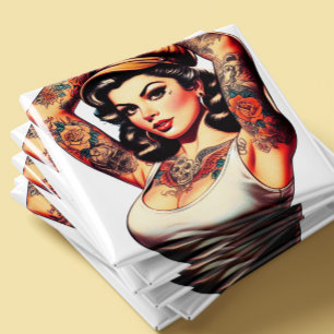Íman Garota Bonita de Tatuagem Vintage