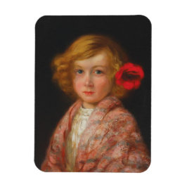 Íman Garota com Flor Vermelho no Cabelo