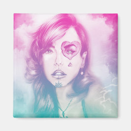 Íman Garota coronária colorida Magneta quadrada - arco-