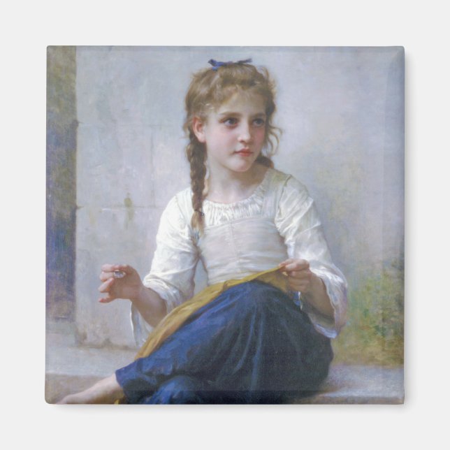 Íman Garota costurando, Bouguereau (Frente)