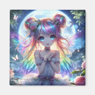 Íman Garota de Anime Cabelo Arco-íris Cantando Fada da