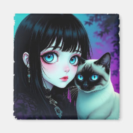 Íman Garota de Anime e Gato Siames 