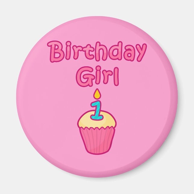 Íman Garota de aniversário do cupcake 1 (Frente)