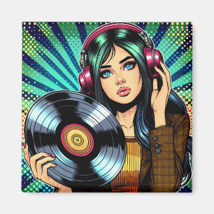 Íman Garota de estilo pop art em quadrinhos com álbum d