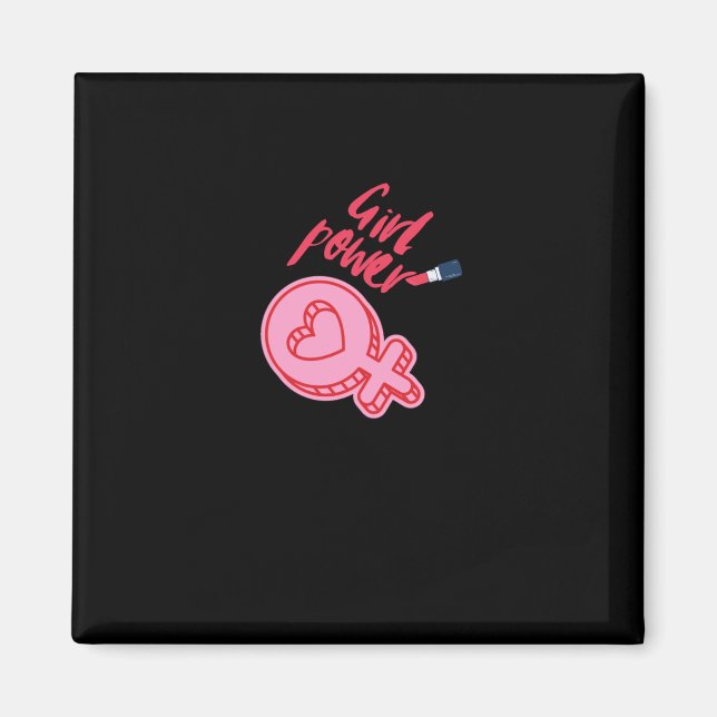 Íman Garota de feminista rosa e forte (Frente)