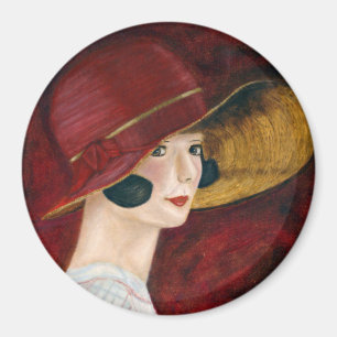 Íman Garota de Flapper 1920 dos Vinte Anos em Red Hat