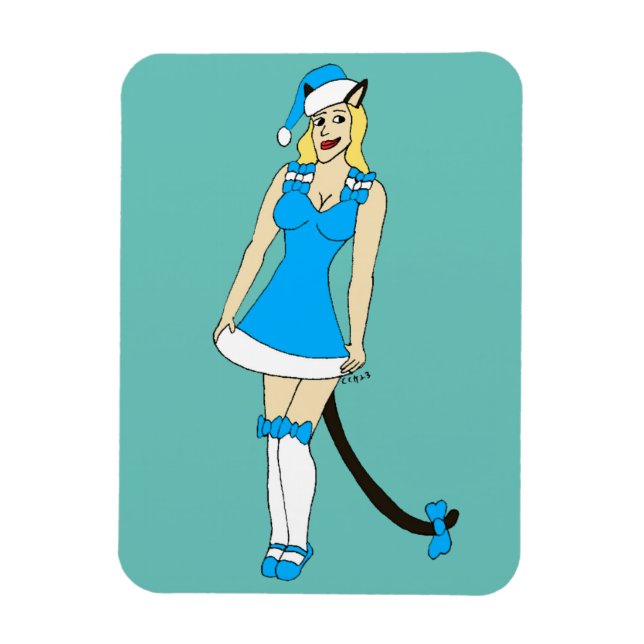 Íman Garota de Natal azul (Vertical)