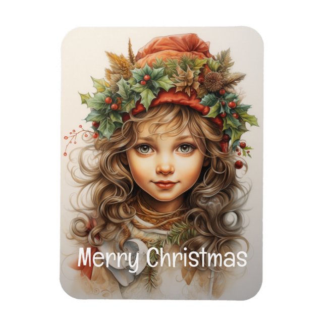 Íman Garota de Natal Personalizada 25 de 25 (Vertical)