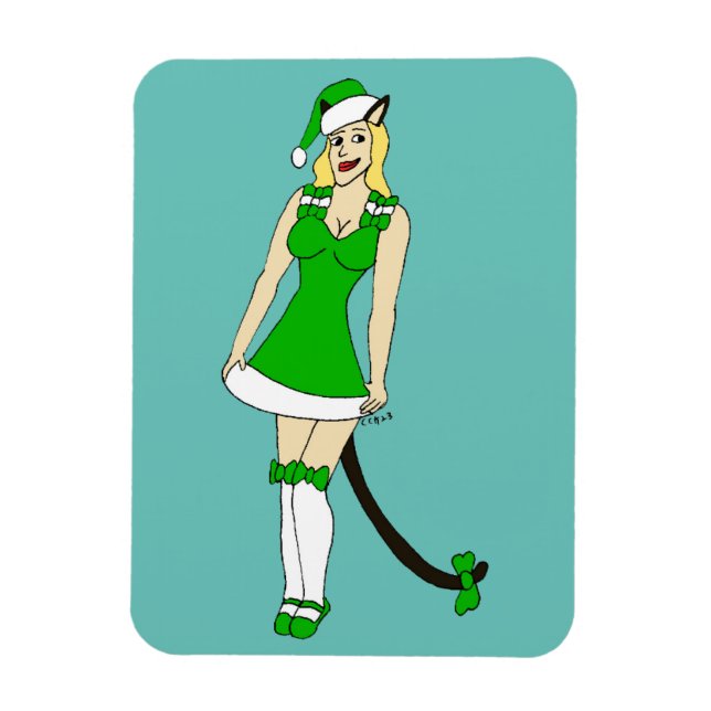 Íman Garota de Natal Verde (Vertical)